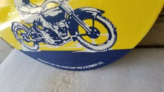 VINTAGE GOODYEAR PORCELAIN GAS AUTO MOTORCYCLE TIRES SERVICE PUMP PLATE SIGN 4