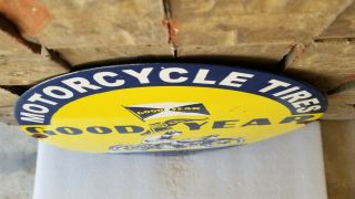 VINTAGE GOODYEAR PORCELAIN GAS AUTO MOTORCYCLE TIRES SERVICE PUMP PLATE SIGN 5