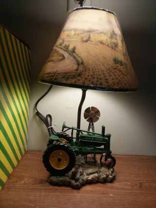 Nib Vintage John Deere Tractor Table Lamp With Shade Rare Windmill
