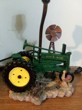 NIB Vintage John Deere Tractor Table Lamp with Shade rare windmill 2
