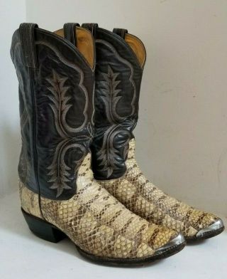 Mens Vintage Tony Lama Cowboy Boots Style 8721 - Snakeskin - Mens Size 10 D