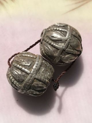 Antique Yemenite Silver Badihi Globe Pendants - 19 Mm - 1900’s