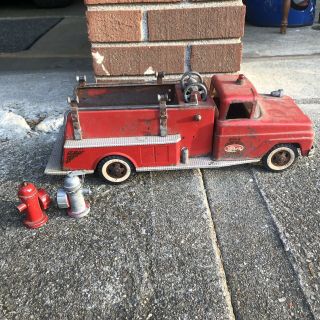 Vintage 1960s Tonka Toys Ford Pumper Fire Truck No.  5 2 Hydrants Parts Restore