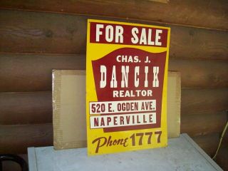 Vintage Chas.  J.  Dancik Real Estate Realtor Painted Metal Sign