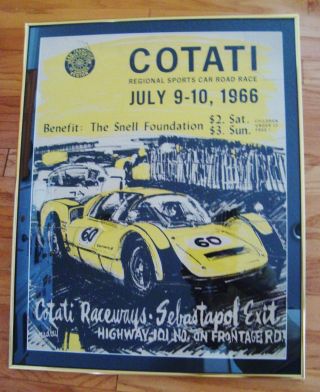1966 Cotati Scca Sports Car Race Poster 23 " X 30 " Framed Porsche Rare
