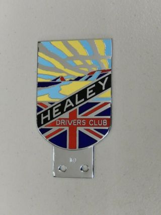 Vintage Chrome Enamel Healey Drivers Club Number 14 Car Badge Auto Emblem