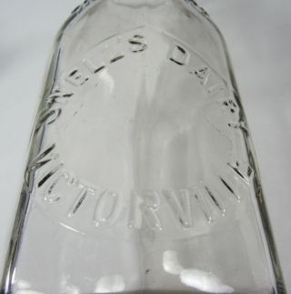 Vintage Milk Bottle Snell ' s Dairy Victorville CA Embossed Octagoal Glass 1 Quart 2