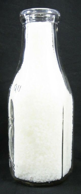 Vintage Milk Bottle Snell ' s Dairy Victorville CA Embossed Octagoal Glass 1 Quart 3