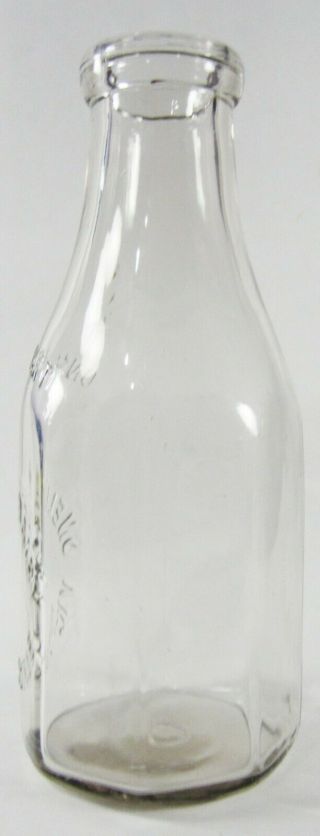Vintage Milk Bottle Snell ' s Dairy Victorville CA Embossed Octagoal Glass 1 Quart 5