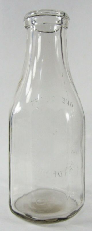 Vintage Milk Bottle Snell ' s Dairy Victorville CA Embossed Octagoal Glass 1 Quart 6