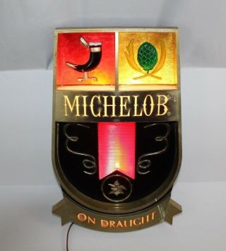 Vintage Lakeside Plastics Michelob " On Draught " Lighted Beer Sign Advertisement