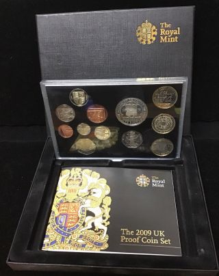 2009 Uk 12 Coin Proof Set Coa/box W/kew Garden 50p Rare
