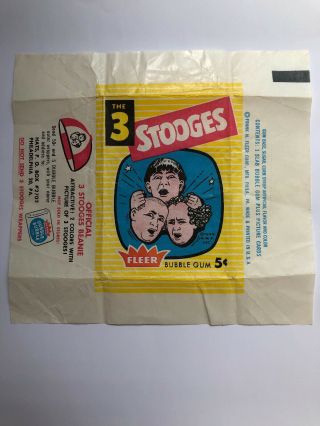 1959 Fleer Three Stooges Gum Card Wrapper Extremely Rare