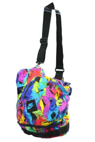 Vintage NIKE Bag Bright Multi - Color Monosling or Shoulder Duffel Gym Grey Tag 3