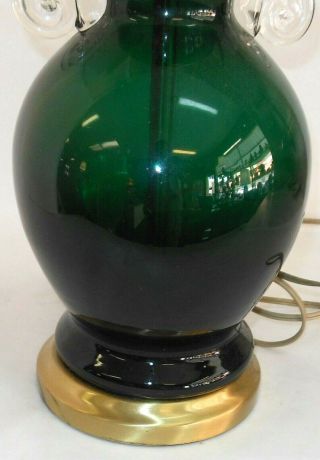 VINTAGE CARL ERICKSON GREEN ART GLASS LARGE LAMP BASE 4