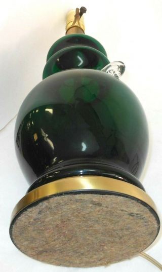 VINTAGE CARL ERICKSON GREEN ART GLASS LARGE LAMP BASE 6
