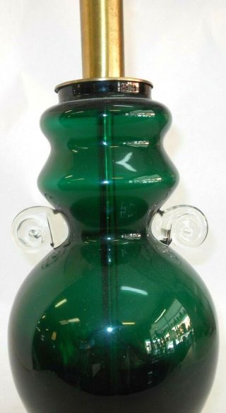 VINTAGE CARL ERICKSON GREEN ART GLASS LARGE LAMP BASE 7