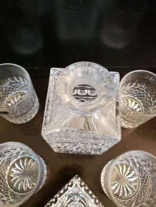 VINTAGE CRYSTAL WHISKEY DECANTER AND 4 GLASSES SET LAUSITZER Glass 24 Lead 8