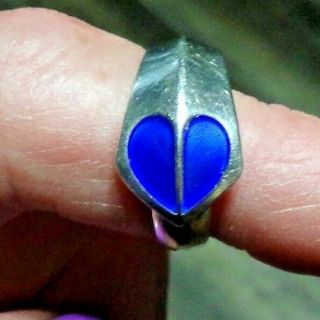 David Andersen Sterling Silver Blue Heart Enamel Ring Norway