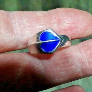 David Andersen Sterling Silver Blue Heart Enamel Ring Norway 4