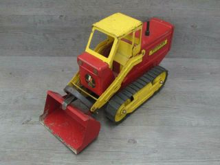 Vintage Nylint Hough Payloader Tractor Shovel Die - Cast Metal Red Yellow