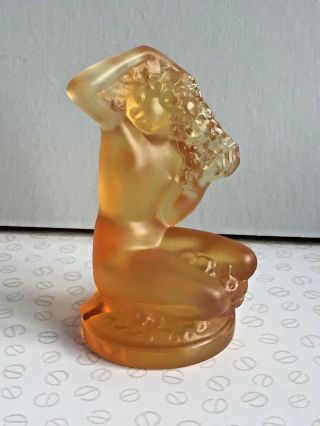Very Rare Amber Boxed Lalique Crystal Statuette Floreal Figurine