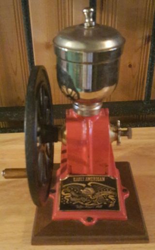 Vintage Early American Cast Iron Hand Crank Coffee Pepper Mill W Hopper