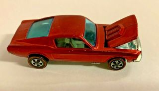 Vintage 1967 Hot Wheels Redline Custom Mustang Red Toys Mattel Racing Fun