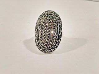 Ladies Sterling Ring Marcasite Size 5 Marked " A " 925 Thailand