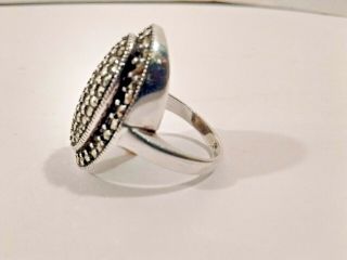 Ladies Sterling Ring Marcasite Size 5 Marked 