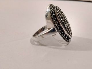 Ladies Sterling Ring Marcasite Size 5 Marked 