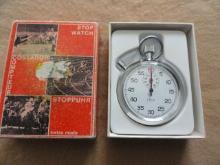 Swiss Made Edge Vintage Mechanical Wind Up Stopwatch With The Box