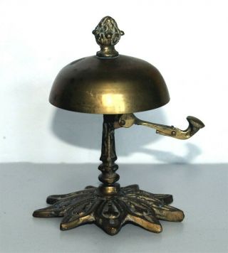 Vintage Antique Victorian Ornate Brass Hotel Desk,  Shop Counter Bell