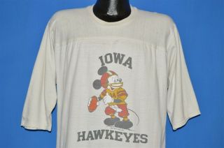 Vintage 80s Iowa Hawkeyes Mickey Mouse Disney Football T - Shirt College Xl