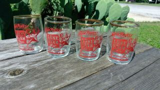 4 Vintage LONE STAR Beer Goin ' Places Clear Across Texas 6 oz Barrel Glasses 3
