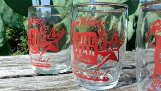 4 Vintage LONE STAR Beer Goin ' Places Clear Across Texas 6 oz Barrel Glasses 6