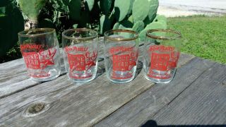 4 Vintage LONE STAR Beer Goin ' Places Clear Across Texas 6 oz Barrel Glasses 7
