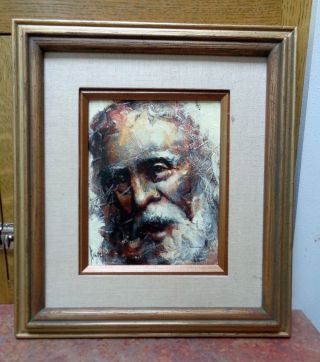 Vintage Signed Oil Painting On Masonite Old Man Frederick Kirsch 1970s American
