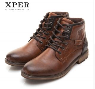 Men Boots Big Size Vintage Style Men Shoes Casual Fashion High - Cut Lace - Up Warm