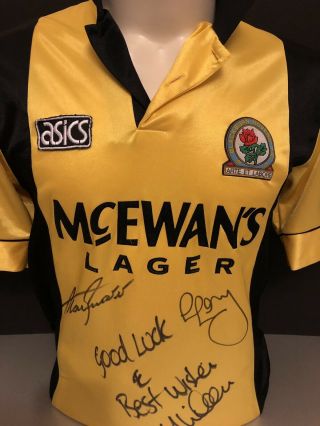 Signed Rare Blackburn Rovers Asics Away Shirt By Shearer Hendry And Wilcox