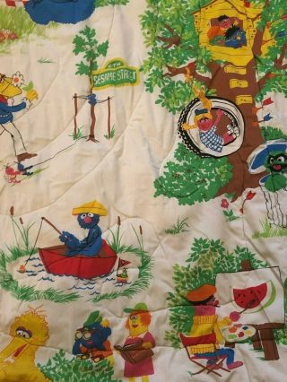 Vintage 1970s Sesame Street Twin Comforter and Fitted Sheet 2