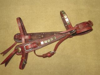 Really Cool Vintage Studded Leather Buckaroo Western Browband Headstall Bridle