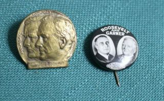 Vintage Roosevelt - Garner Presidential Campaign Pins