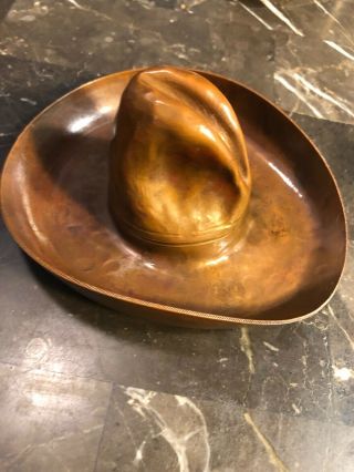 Vintage Hammered Copper California Sombrero Western Cowboy Hat Ashtray