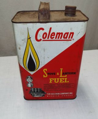 Vintage Coleman Stove And Lantern Fuel 1 Gallon Metal Can Empty