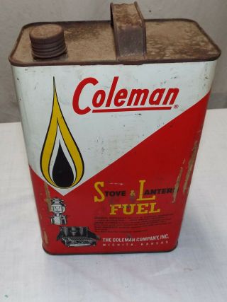Vintage COLEMAN STOVE AND LANTERN FUEL 1 Gallon Metal Can Empty 2