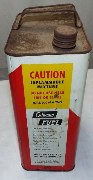 Vintage COLEMAN STOVE AND LANTERN FUEL 1 Gallon Metal Can Empty 3