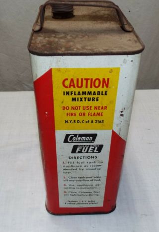 Vintage COLEMAN STOVE AND LANTERN FUEL 1 Gallon Metal Can Empty 4