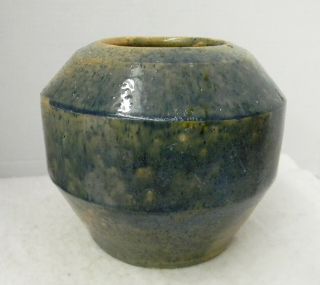 Ex Rare J.  H.  Owen Cobalt Blue Glaze Nc Earthenware Vase Pre Jugtown Transitional