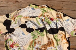Rare Vintage Stussy All Over “Tiger & Dragon” Sukajan Hawaiian Button Up Shirt 4